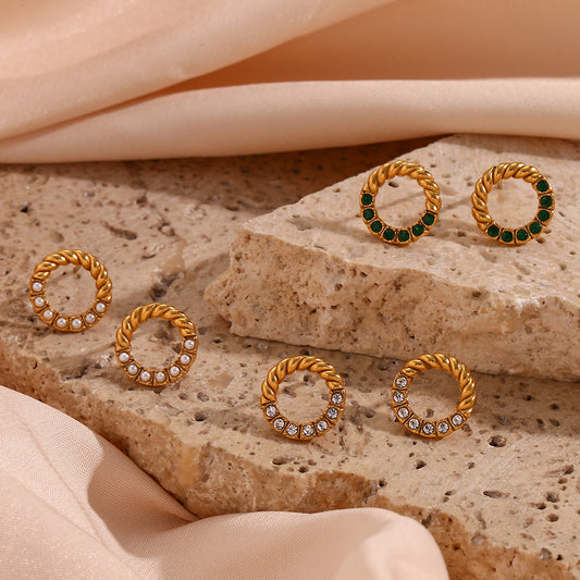 Pendientes de aro geométricos minimalistas de acero inoxidable con acabado chapado para mujer