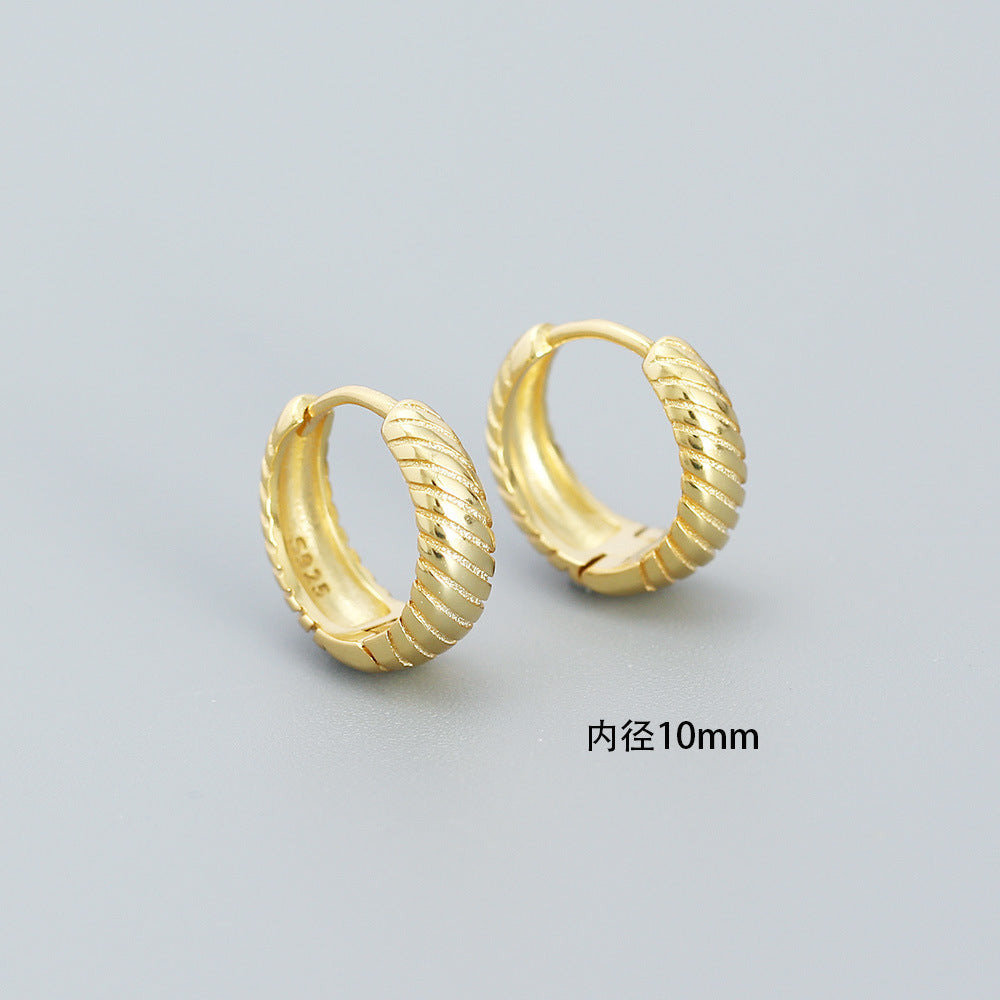 Orecchini a Cerchio Minimalisti Placcati Geometrici in Argento Sterling 925