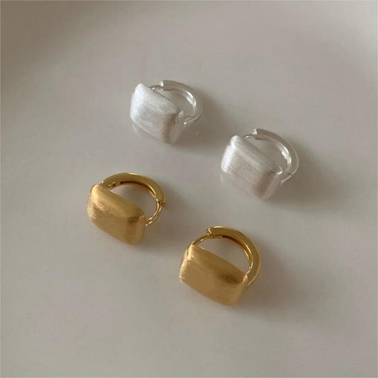 Minimalist Geometric Letter-Shaped 925 Sterling Silver Earrings with Polished Finish for Women