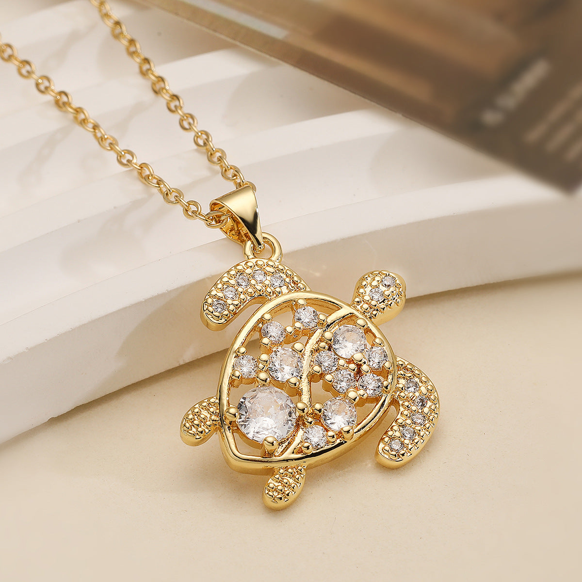 Minimalist Starfish and Turtle Pendant Necklace for Women with Copper Chain in Geometric Shape and Irregular Design