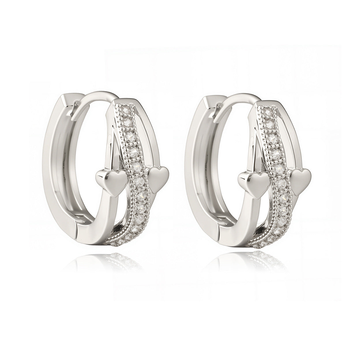 Orecchini a cerchio geometrici in rame con placcatura in oro 18 carati e intarsio in zirconi per donna, accessorio di moda di ispirazione vintage