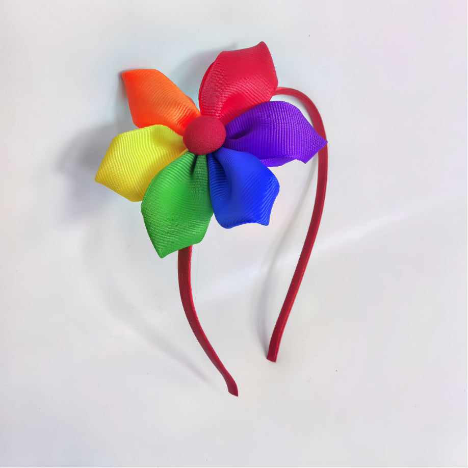 Sweet Floral Rainbow Woven Headband Unisex Hair Accessory for Party Festival