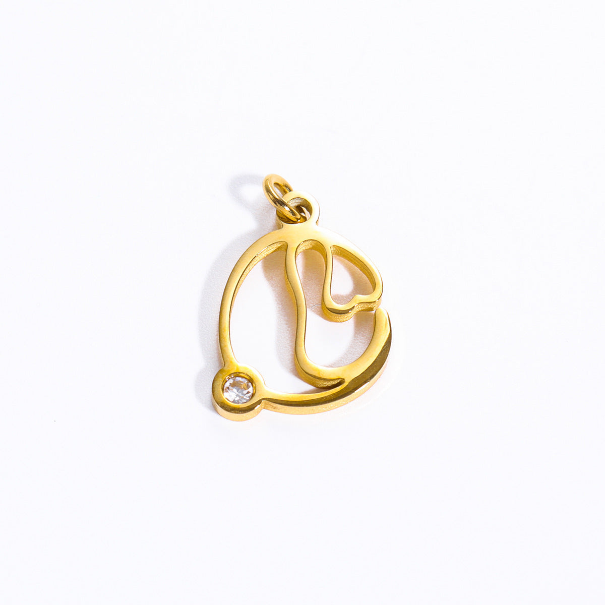 Sweet Stainless Steel Letter Pendant Necklace with Pearl and Cubic Zirconia