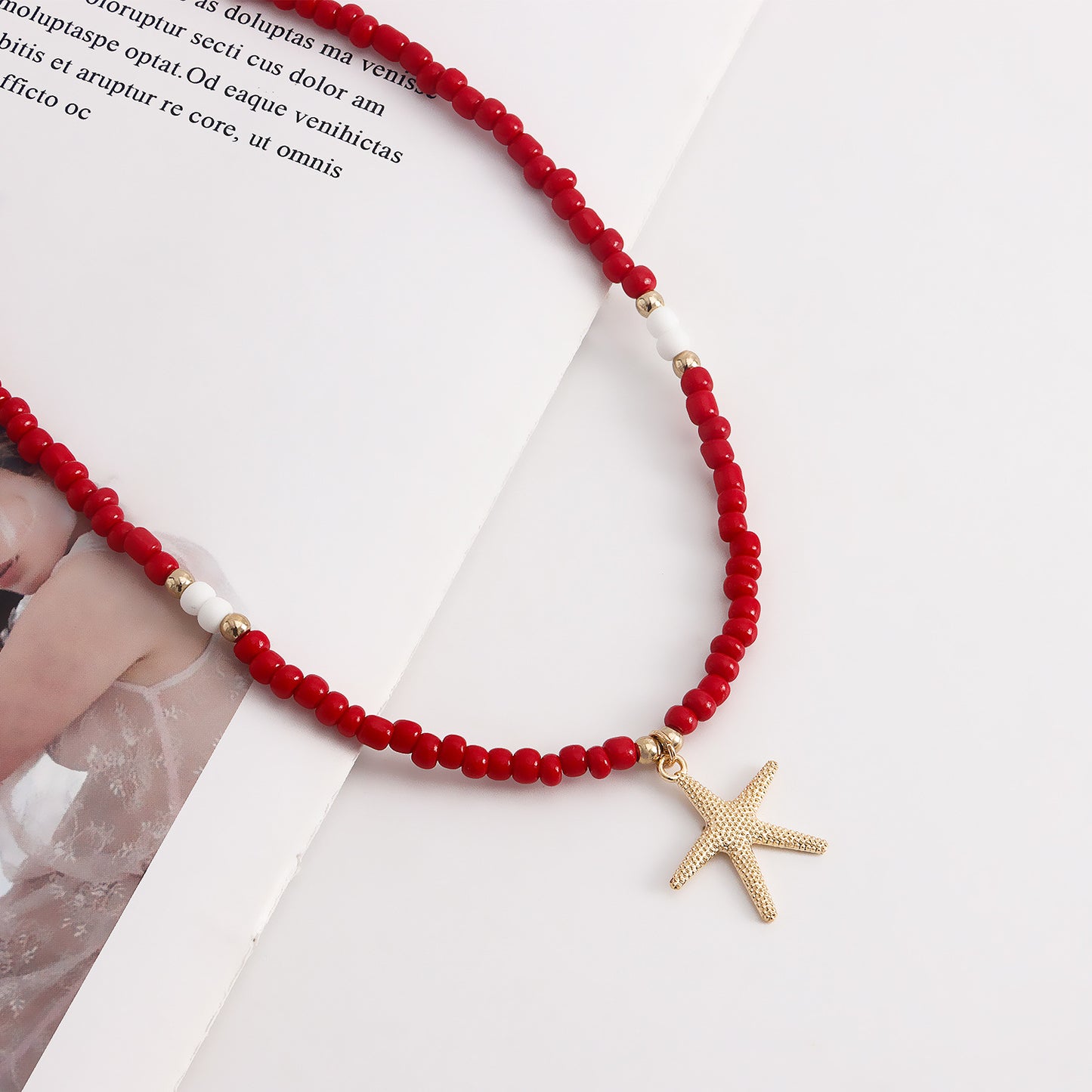 Bohemian Style Large Beaded Necklace for Women with Star Charms and Geometric Design in Alloy with Plated Finish