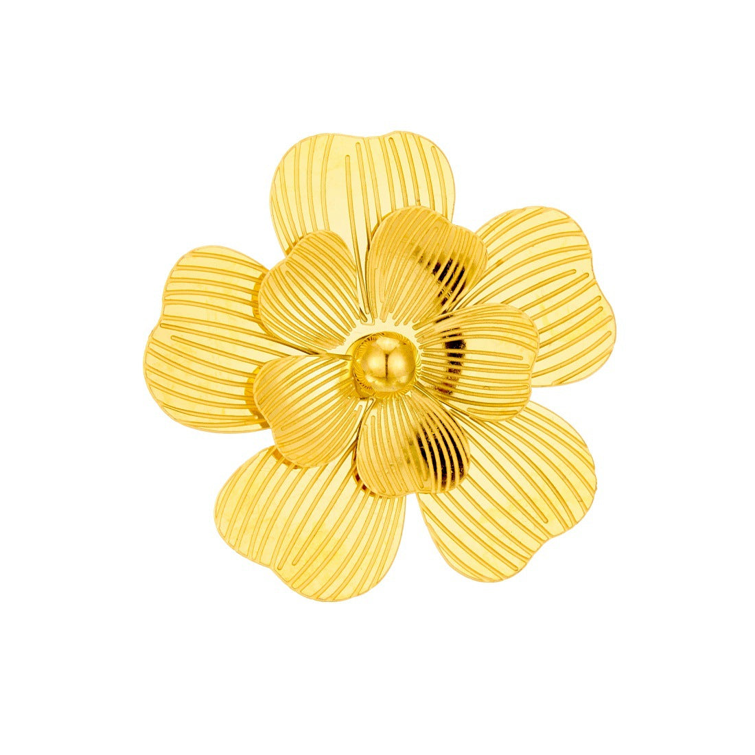 Gold Plated Stainless Steel Hollow Layered Flower Butterfly Ring for Women