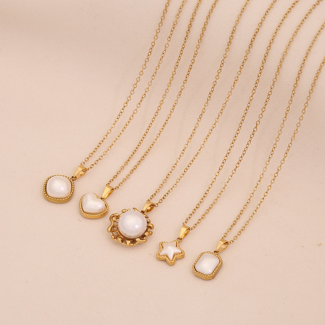 Minimalist Heart and Star Pendant Necklace in Stainless Steel with Geometric Design for Women