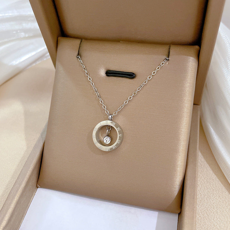 Geometric Minimalist Titanium Steel Plated Necklace with Stainless Steel 304 Pendant for Unisex