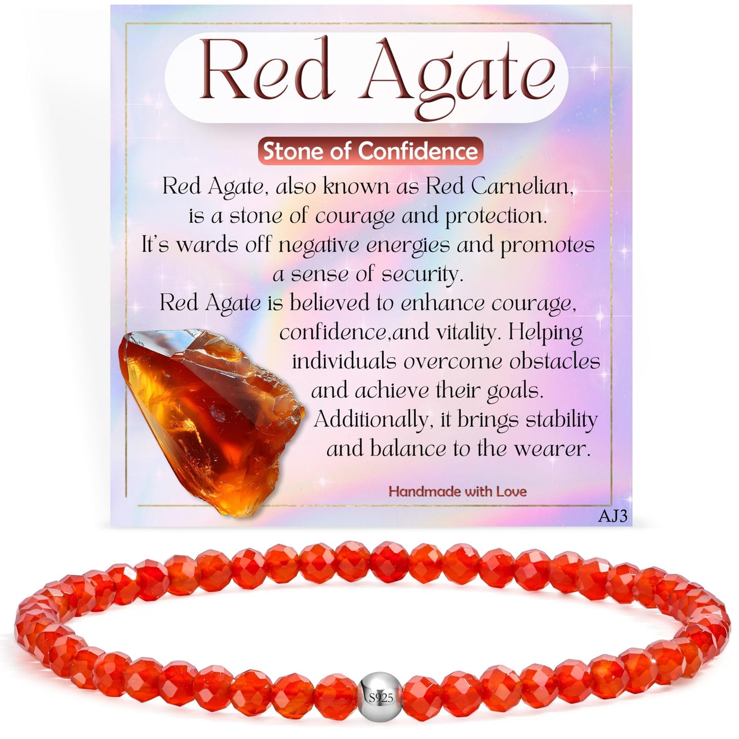Natural Stone Crystal Beaded Bracelet Geometric Texture Unisex Handmade Jewelry