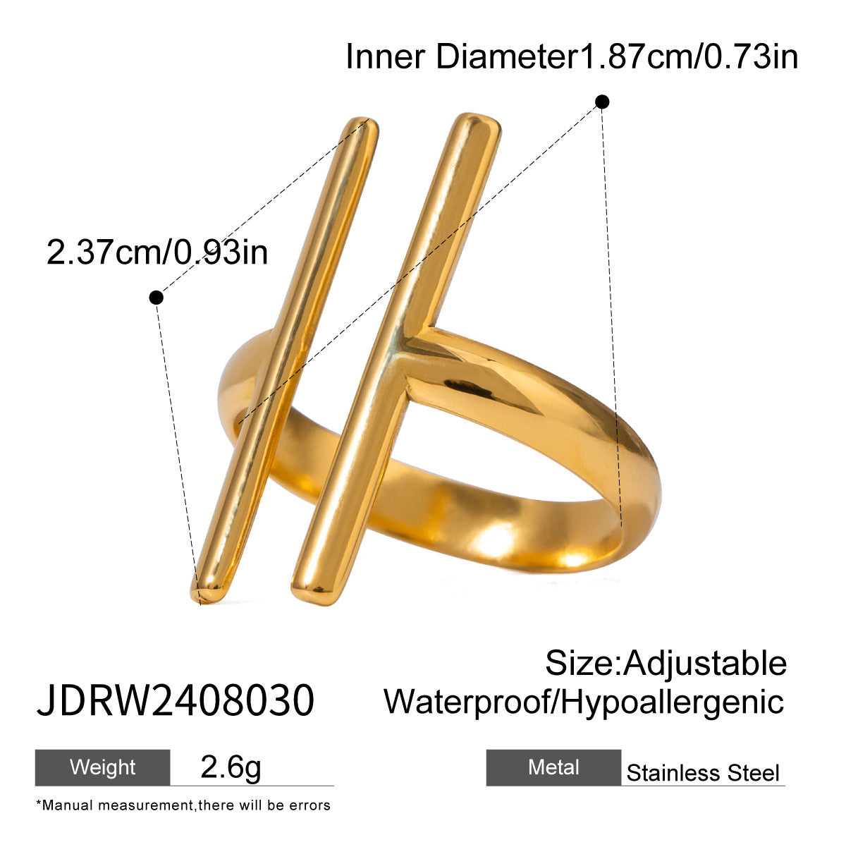 Gold Plated Geometric Stainless Steel Ring