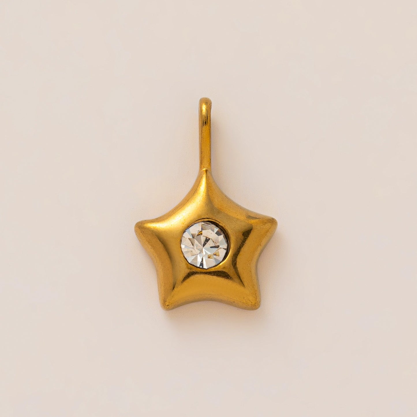 Vintage 18K Gold Plated Stainless Steel Gemstone Inlay Sunflower Palm Tree Star Animal Charm Bar