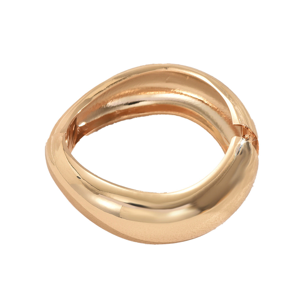 Bracciale geometrico in metallo lucidato per donna con placcatura in oro 18 carati, alla moda e versatile