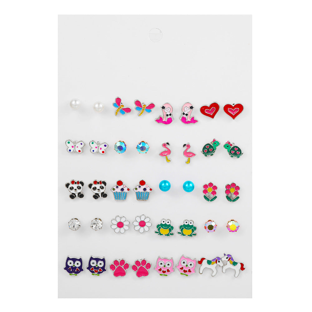 Minimalist Drip Oil Plated Alloy Animal and Fruit Earrings for Women