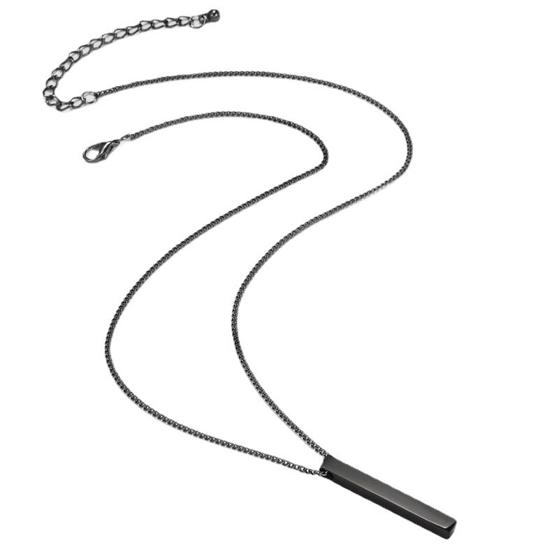 Minimalist Hip-hop Geometric Titanium Steel Plated Alloy Pendant Box Chain Necklace
