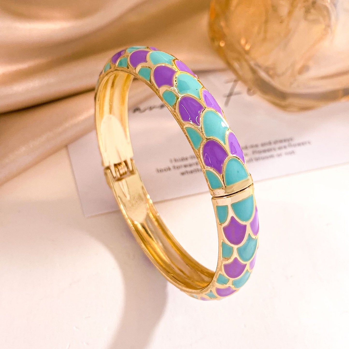 Vintage Elegant Floral Enamel Alloy Rhinestone Inlay Open Cuff Bracelet for Women
