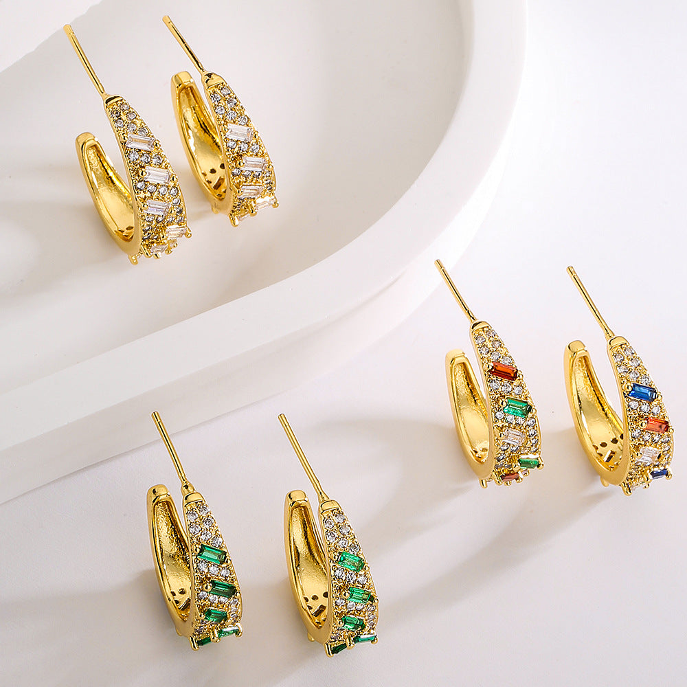 Minimalist Geometric Copper Earrings with Gold Plating for Women