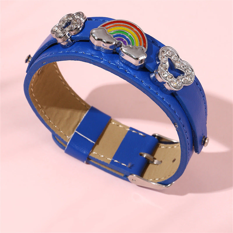 Pulsera de mariposa de resina estilo retro punk con diamantes de imitación para niñas con acabado artesanal