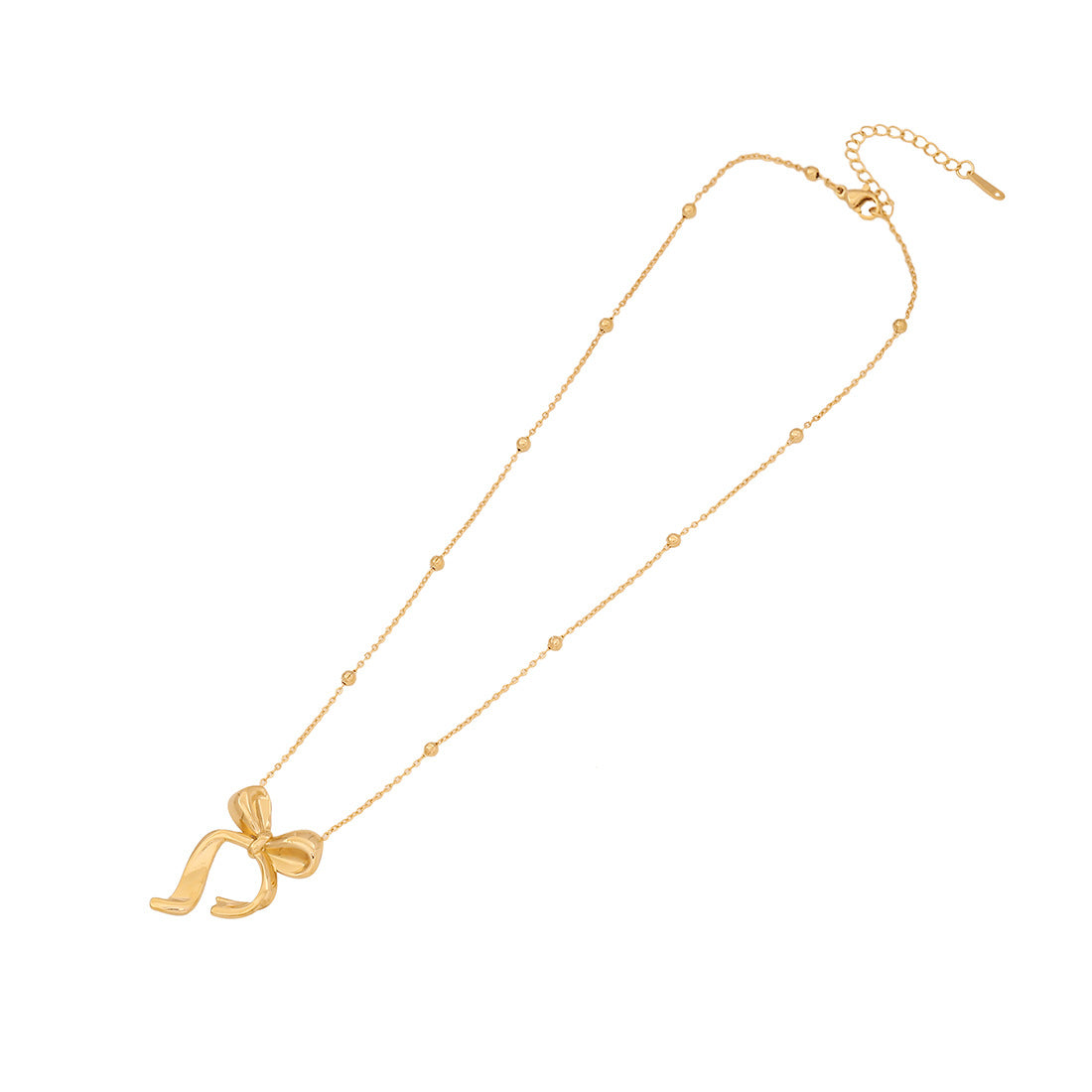 Fashionable Bow-Shaped Stainless Steel Necklace with Plated Finish for Women O-Chain Pendant Jewelry