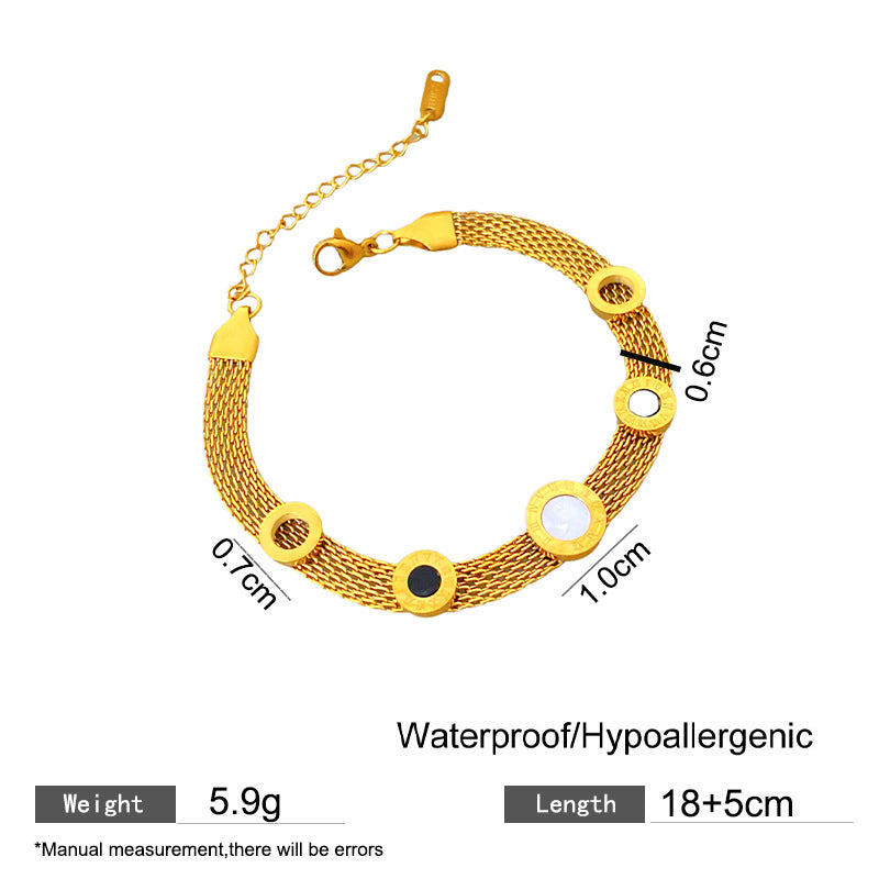Geometric Hollow Mesh Watch Chain Bracelet Titanium Steel Plated Unisex Jewelry