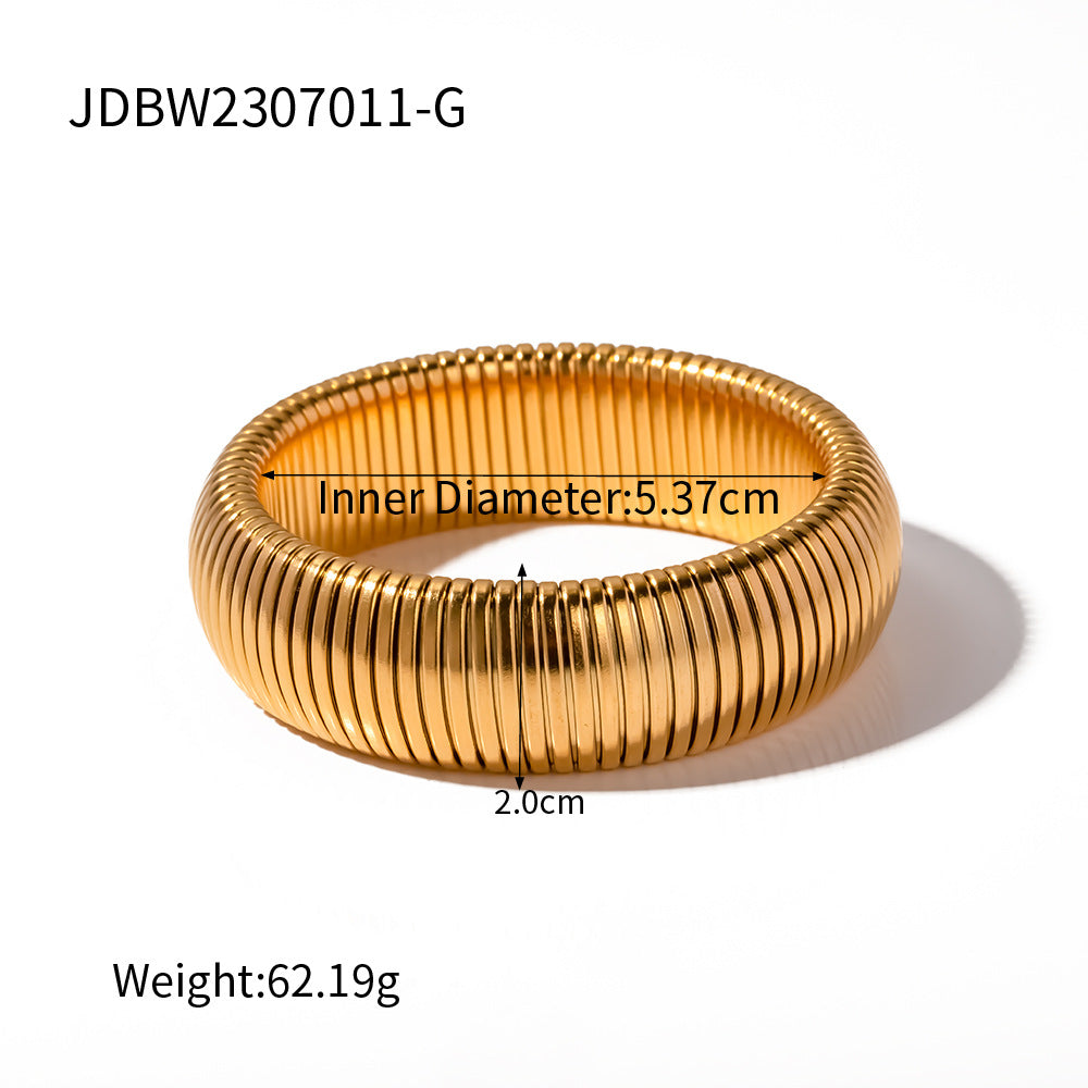 Elegant Titanium Steel Stretch Snake Chain Bracelet for Women Geometric Shape Electroplated Luxury Style