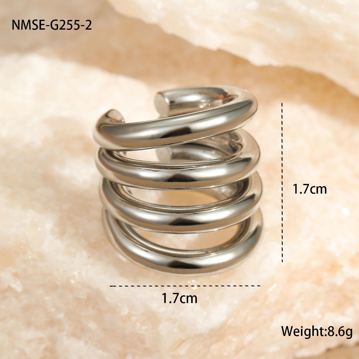 Pendientes de acero inoxidable en forma de C minimalistas para orejas sin perforar, joyería de moda multicapa