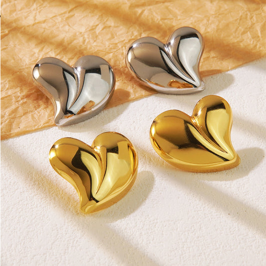 Pendientes de acero inoxidable con forma de corazón, de lujo vintage para mujer