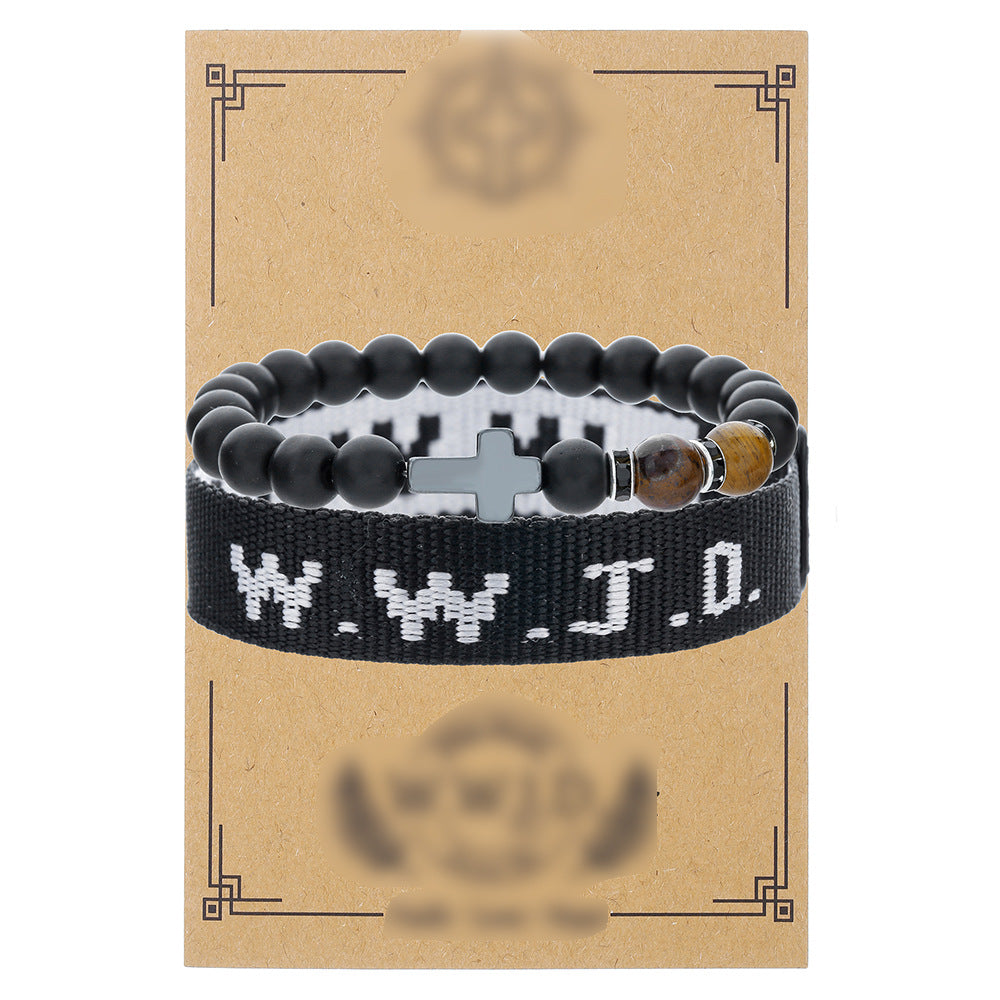 Unisex Geometric Cross Round Resin Bracelet