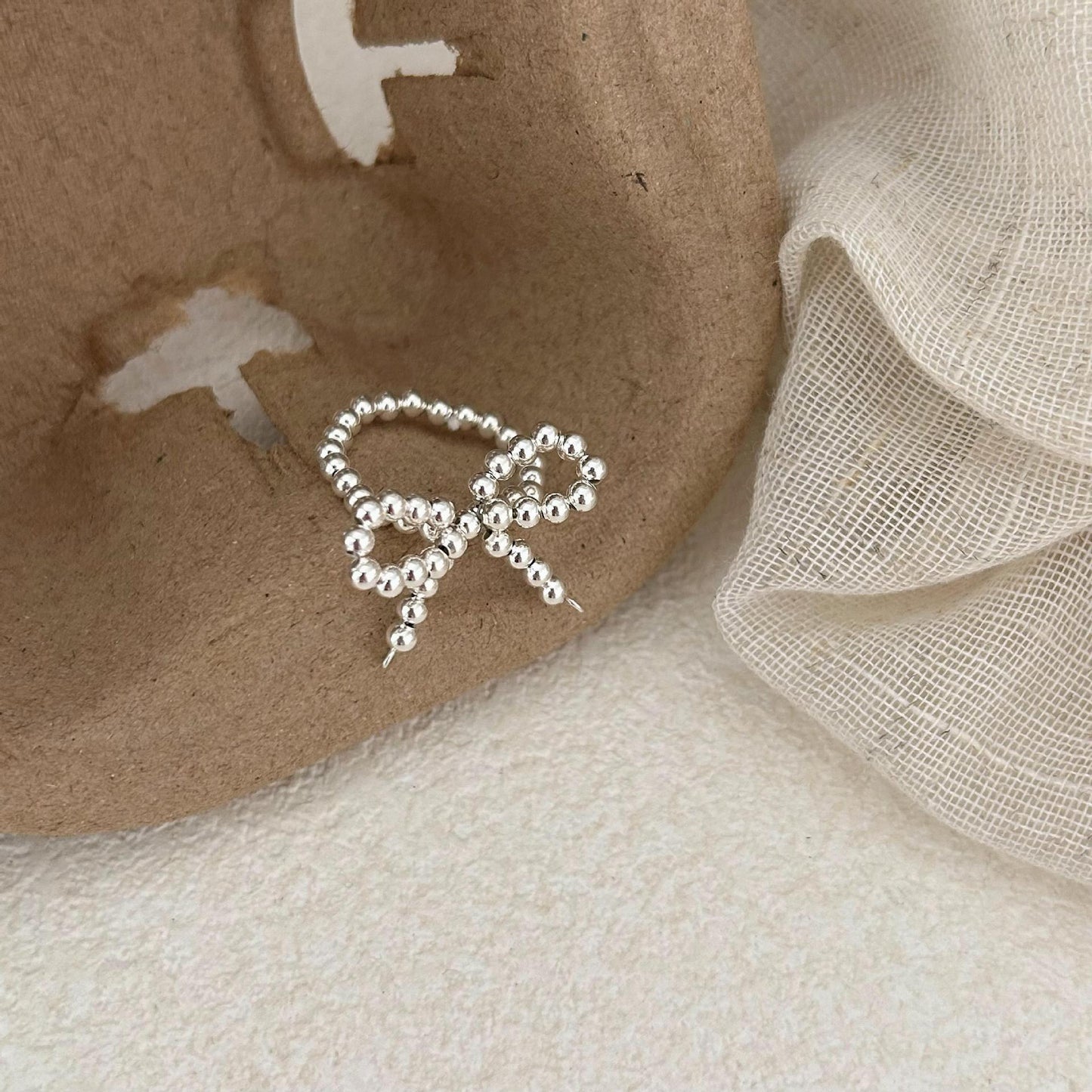 Minimalist Sweet 925 Sterling Silver Bow Ring for Women