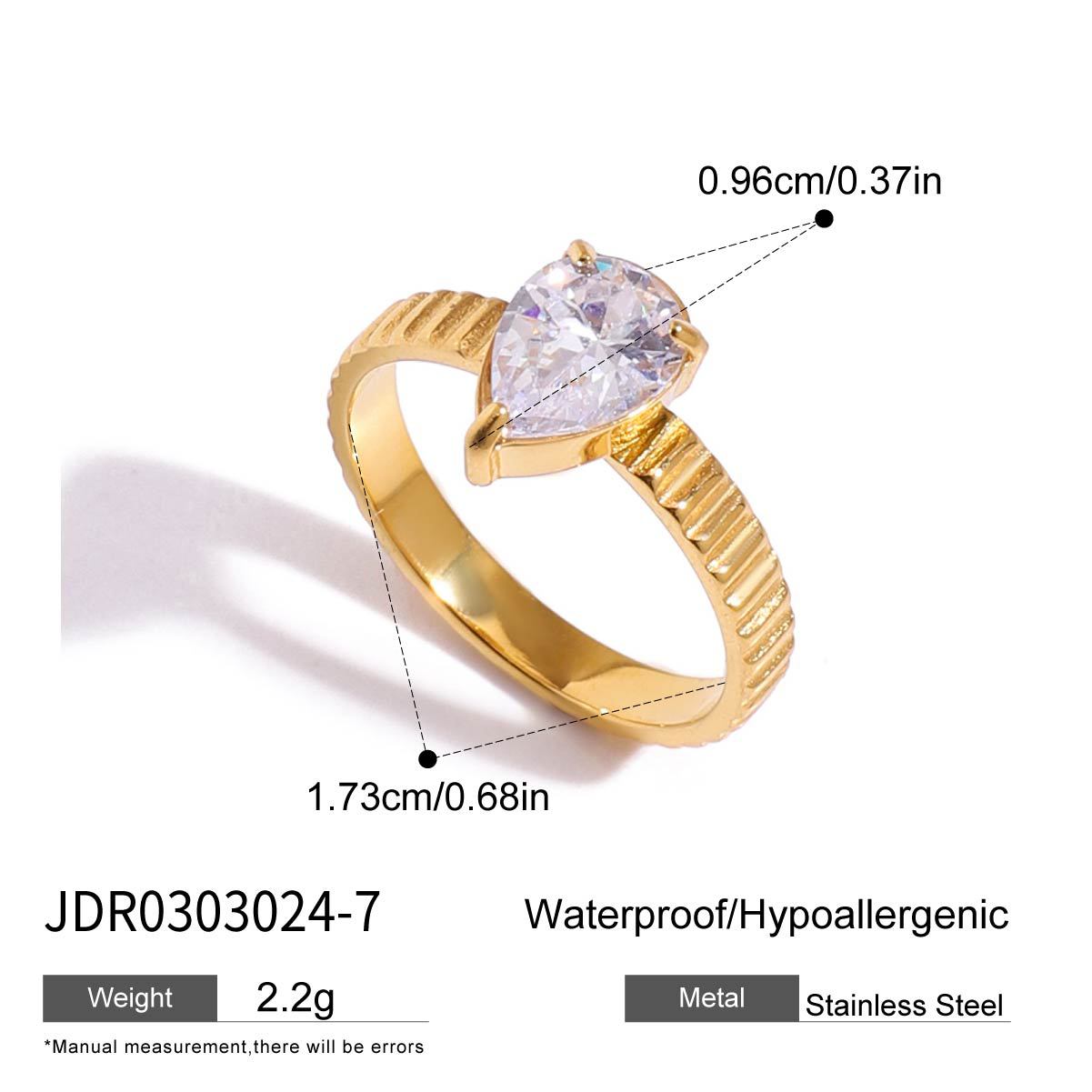 Geometric Stainless Steel Plated Ring with Zirconia for Women, Minimalist Luxury Fashion Accessory