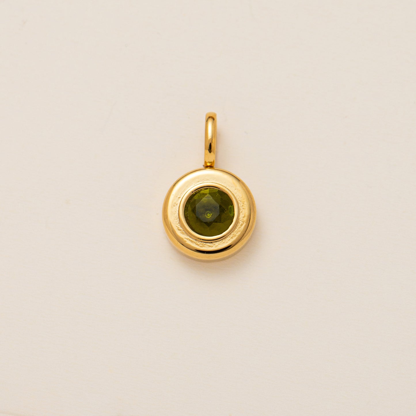 Minimalist Round Geometric Titanium Steel Pendant with Cubic Zirconia Birthstone for Women