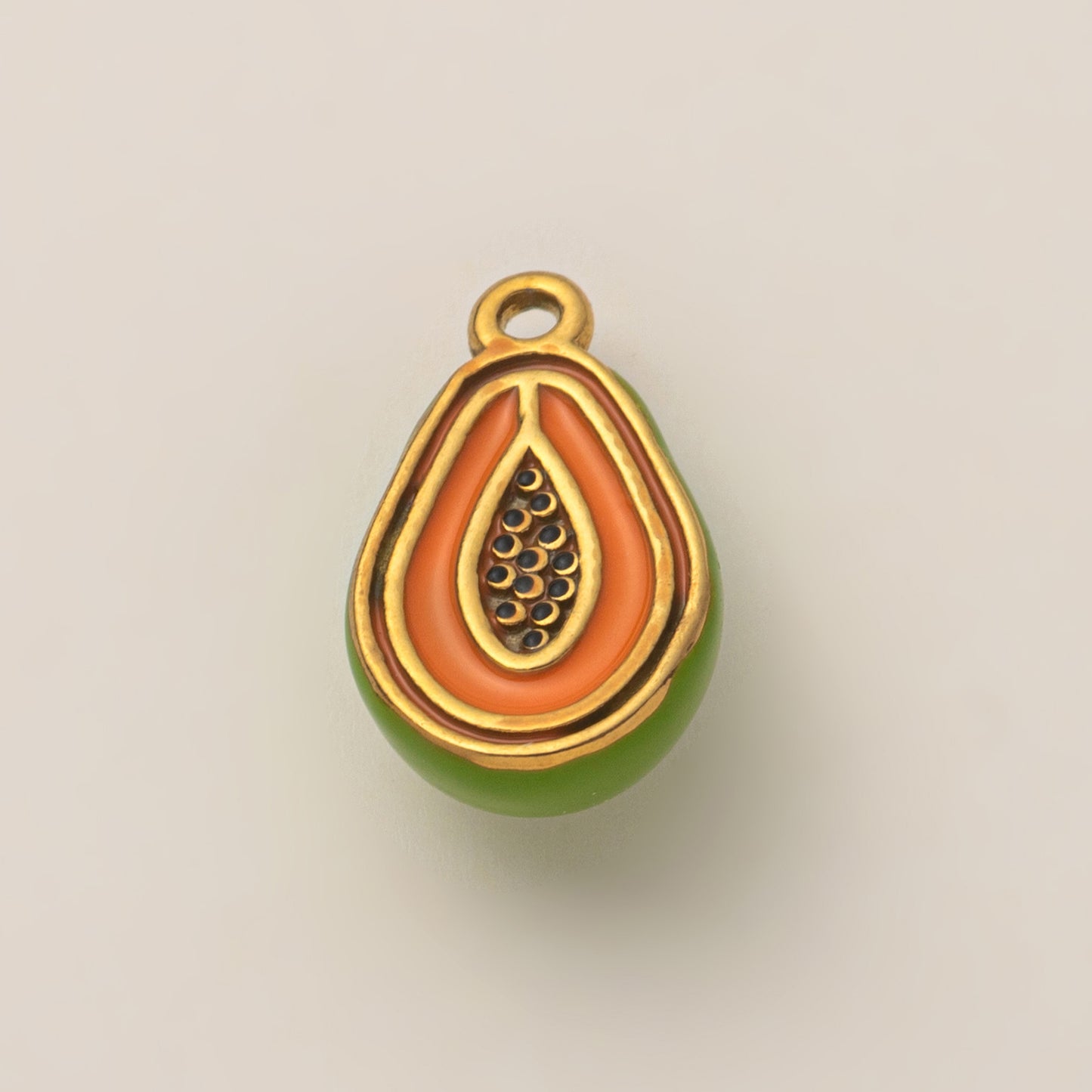 Vintage Stainless Steel PVD Gold Plated Abstract Fruit DIY Charm Bar