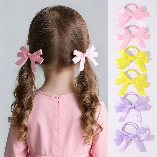 Elastico per capelli per bambine con simpatico personaggio rosa dei cartoni animati - Fermacoda elastico in tessuto morbido con trama a maglia, tavolozza di colori macaron, collezione Princess