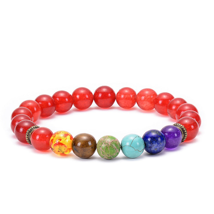 Natural Agate Lava Stone Beaded Bracelet Round Geometric Unisex Yoga Jewelry