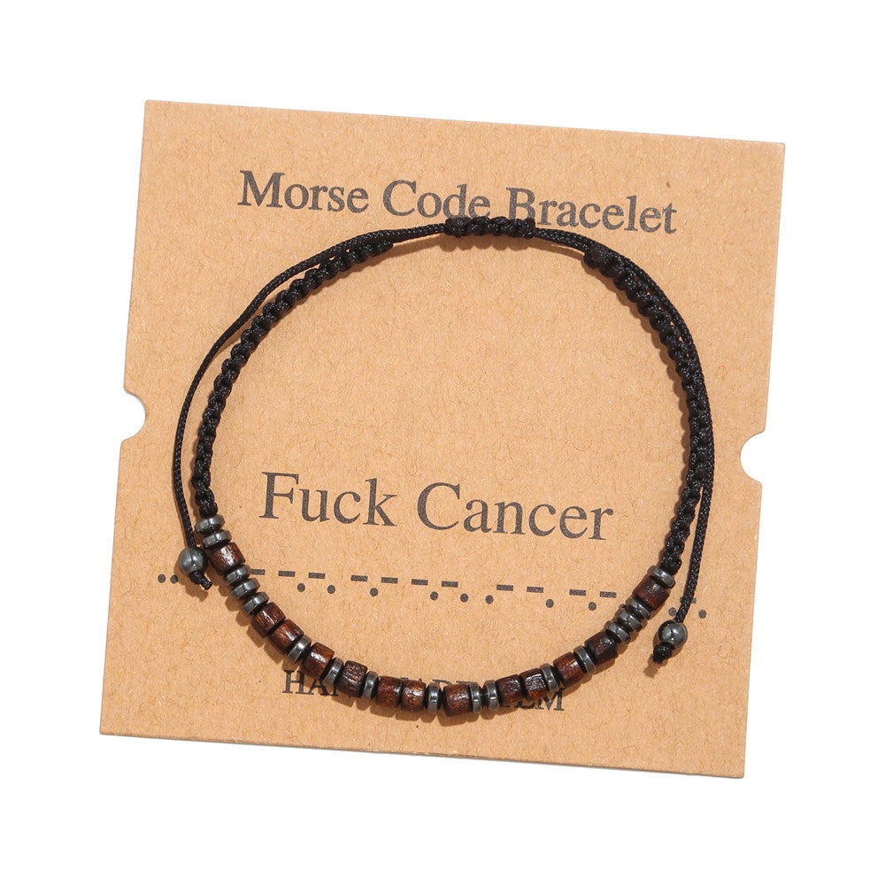 Morse Code Letter Number Wood Bracelet for Unisex