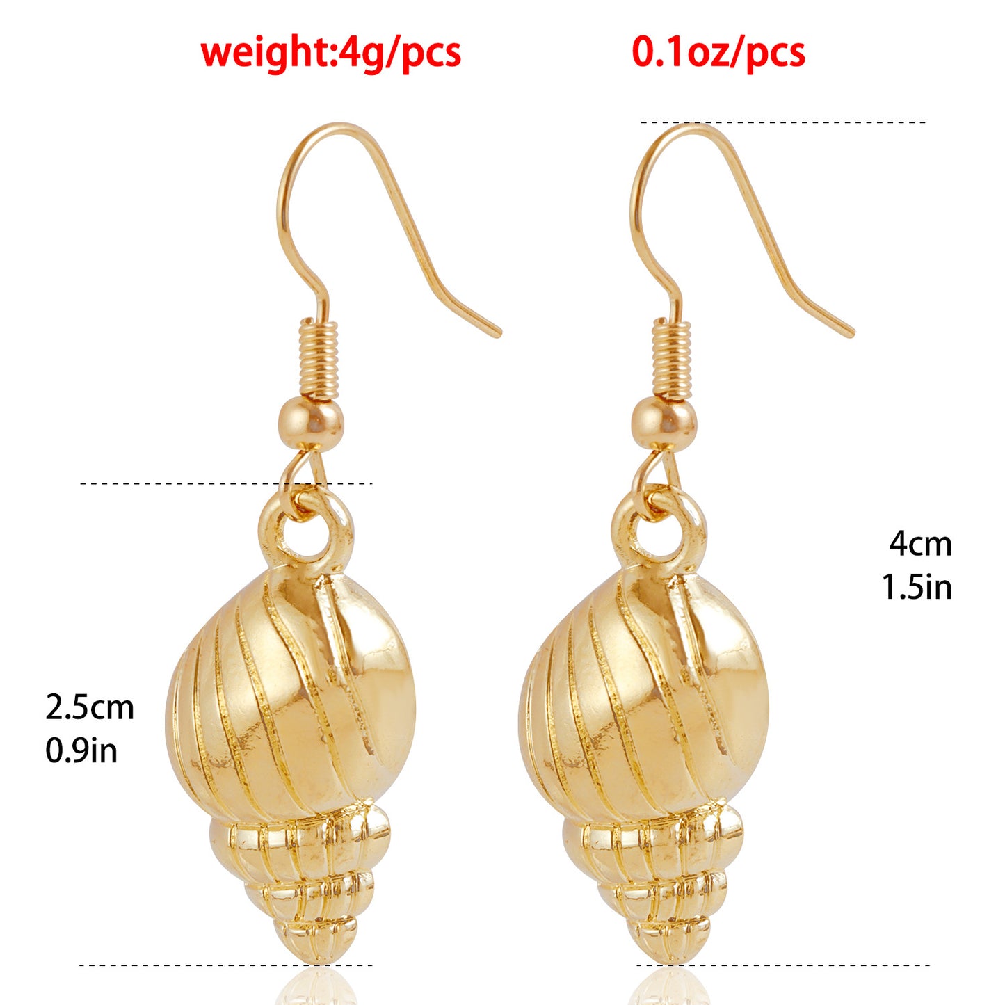 Ganchos para Pendientes de Conchas Marinas Inspirados en el Océano para Mujer con Diseño Geométrico y Acabado Galvanizado
