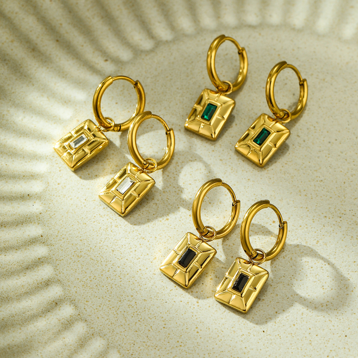 Minimalist Square Zirconia Titanium Steel Stud Earrings for Women with Plating Finish