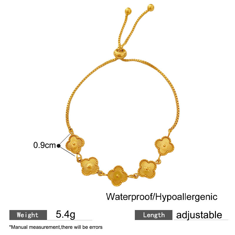 Sweet Floral Plated Titanium Steel Bracelet for Unisex