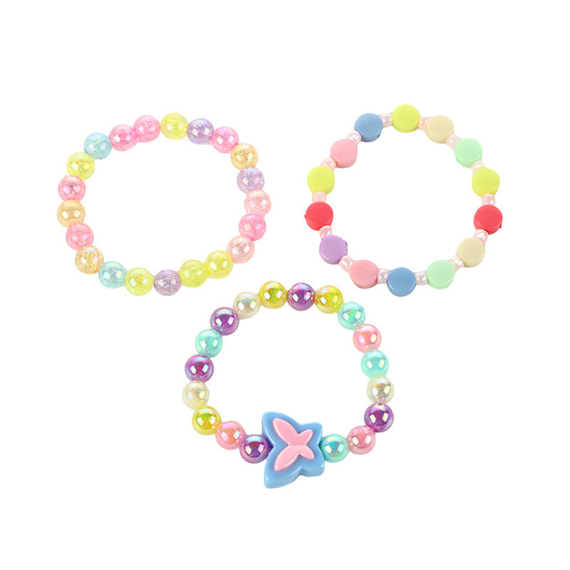 Sweet Pastel Butterfly Acrylic Bracelet for Girls, Cute Princess-Style Children's Hand Jewelry with Animal Shape Design