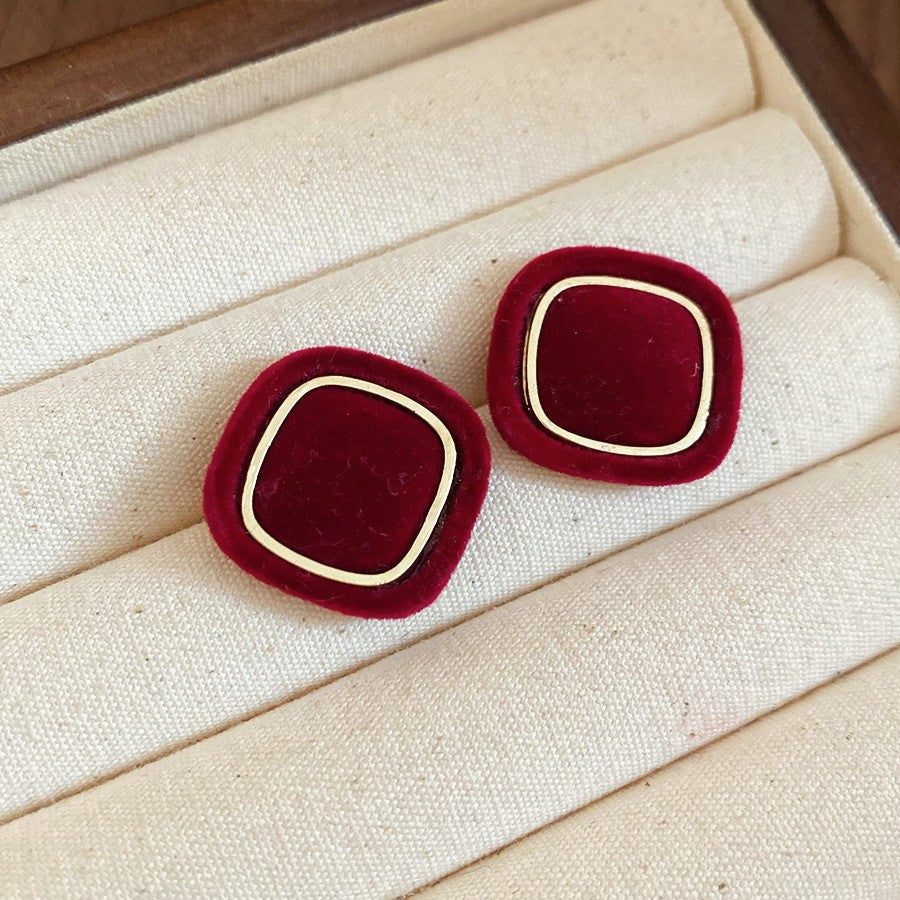 Retro Minimalist Geometric Resin Earrings with Zirconia Accents and 925 Silver Posts for Women