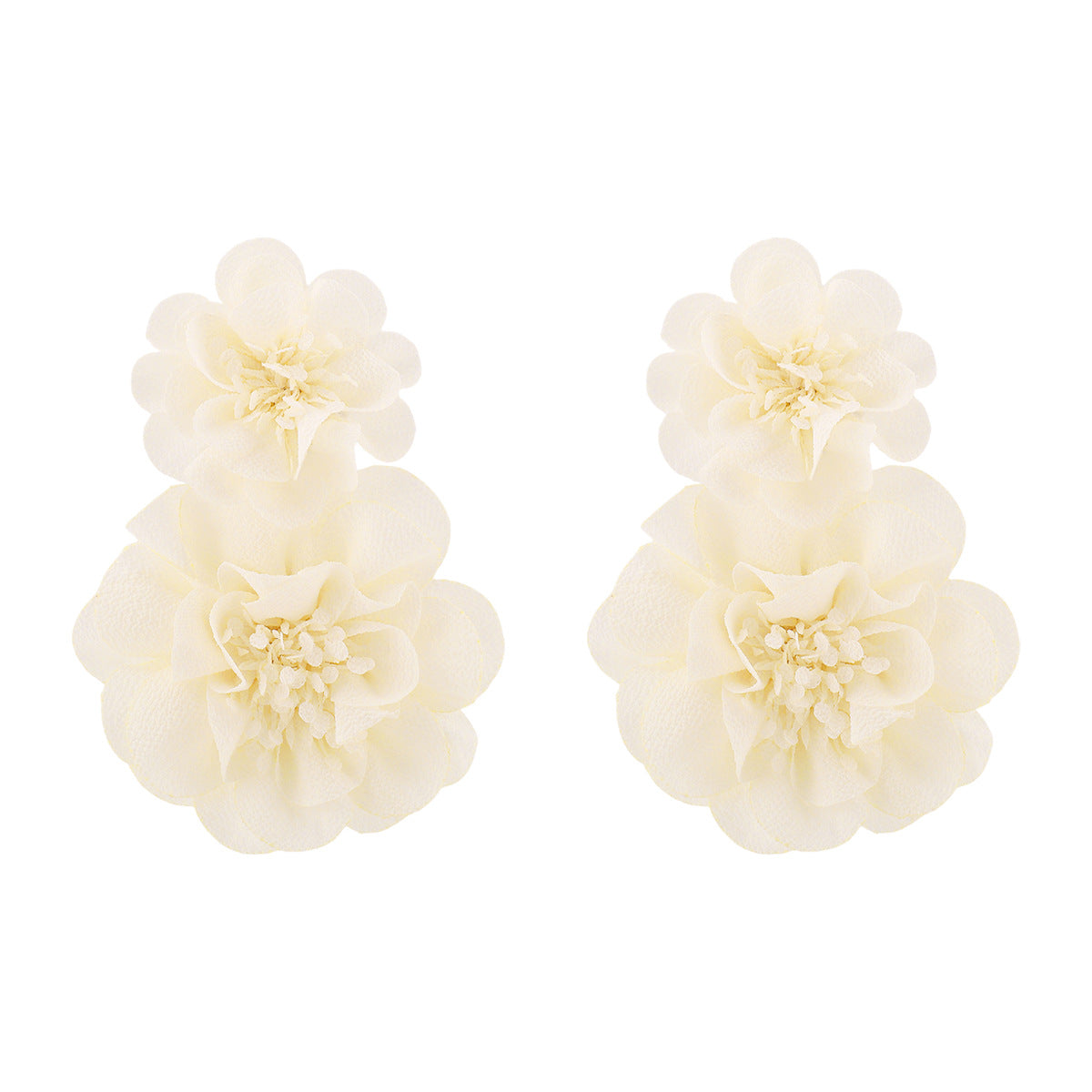 Elegantes Pendientes Florales de Gasa de Tamaño Grande para Mujer con Artesanía Hecha a Mano y Diseño de Flores Botánicas