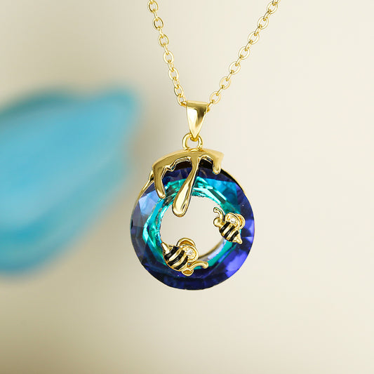 Geometric Pendant Necklace for Women in Copper with Modern Minimalist Design and Circle Accent for Clavicle Styling