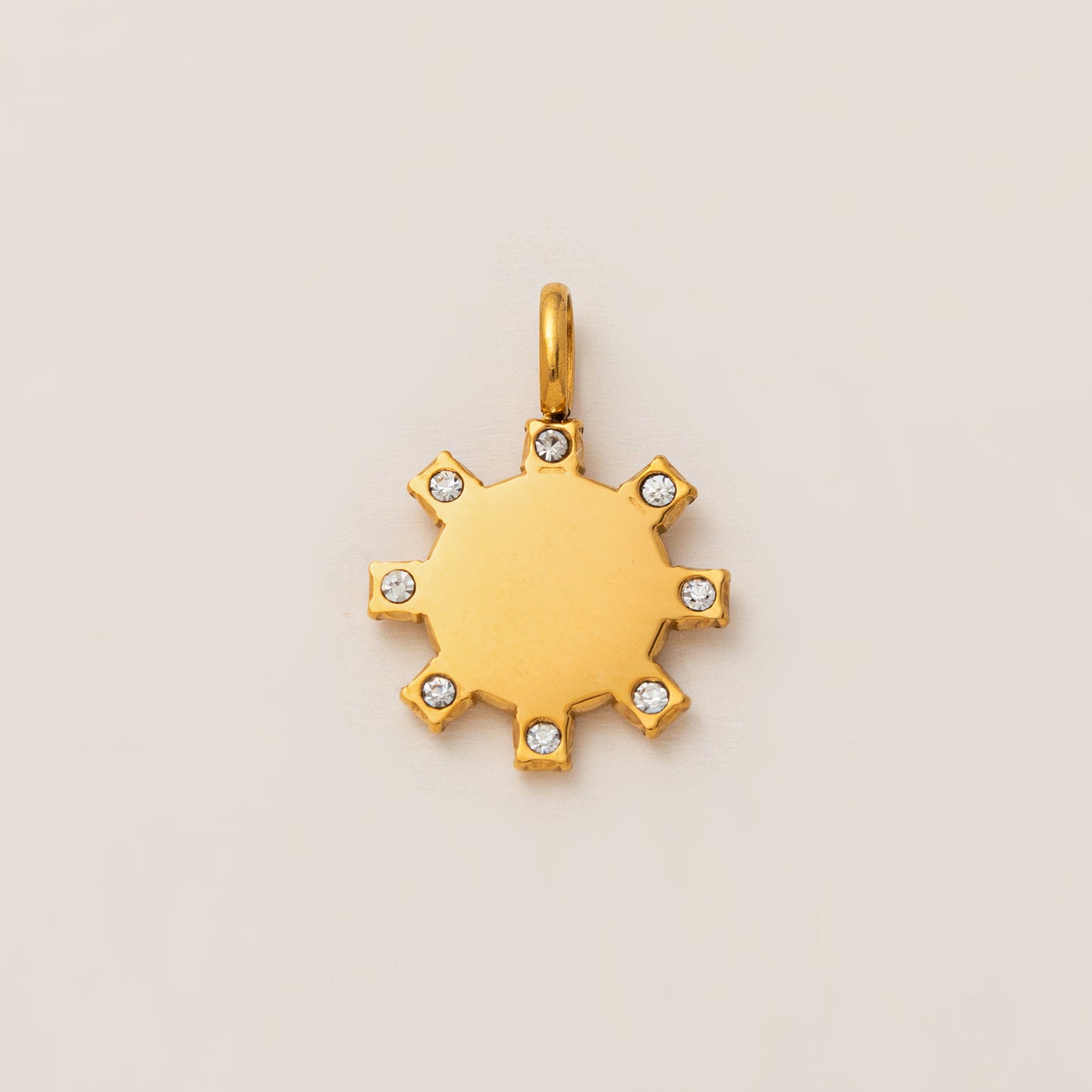 Vintage PVD 18K Gold Plated Stainless Steel Geometric Moon Sun Pendant Cable Chain Necklace Charm Bar