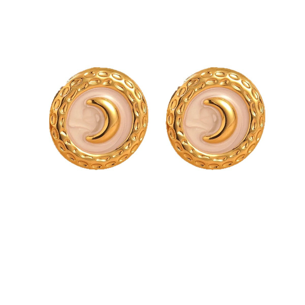 Casual Stainless Steel Drip Oil Star Moon Round Earrings