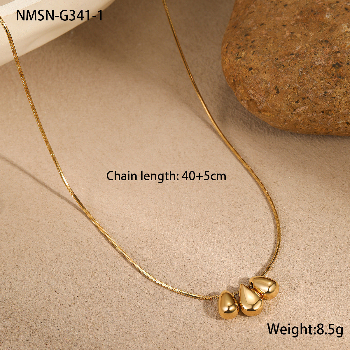 Collana da donna alla moda con gocce d'acqua geometriche in acciaio inossidabile e placcatura in oro 18 carati