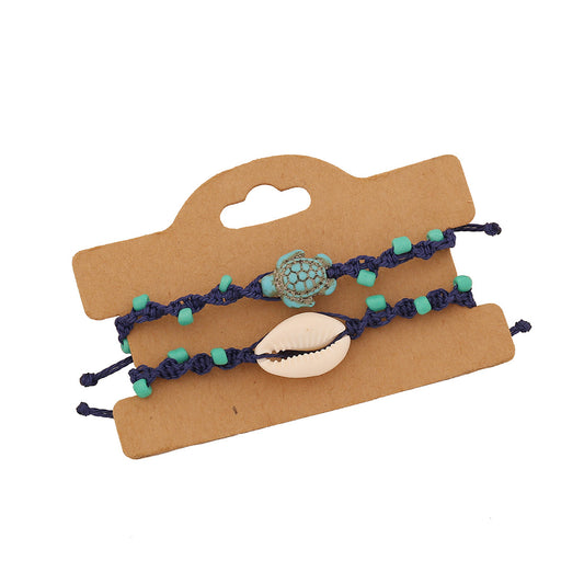 Pulsera de Conchas de Tortuga con Diseño Original para Mujer con Textura de Cuentas Tejidas y Detalles de Conchas Marinas Naturales
