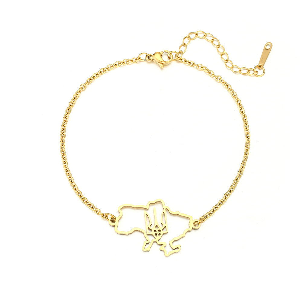 Bracciale con Pendente Geometrico in Acciaio Inossidabile Stile Etnico da Donna con Finitura Galvanizzata