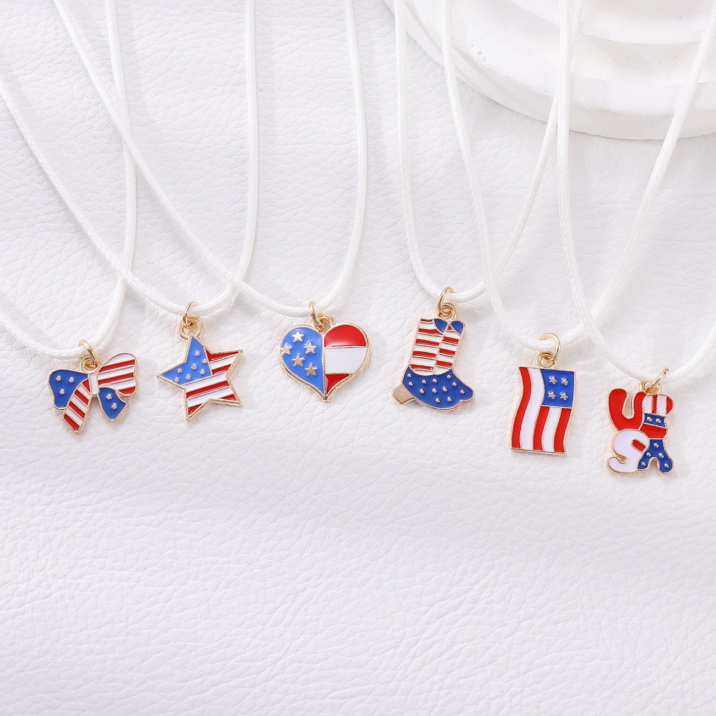 Patriotic Heart Star Letter Alloy Pendant Necklace for Unisex