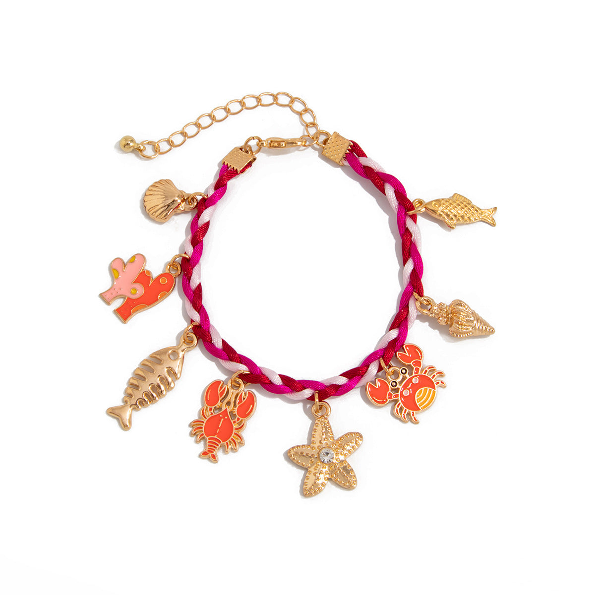 Bracciale pendente minimalista con stella e granchio per donna in lega con finitura galvanica tema oceano gioielli a mano