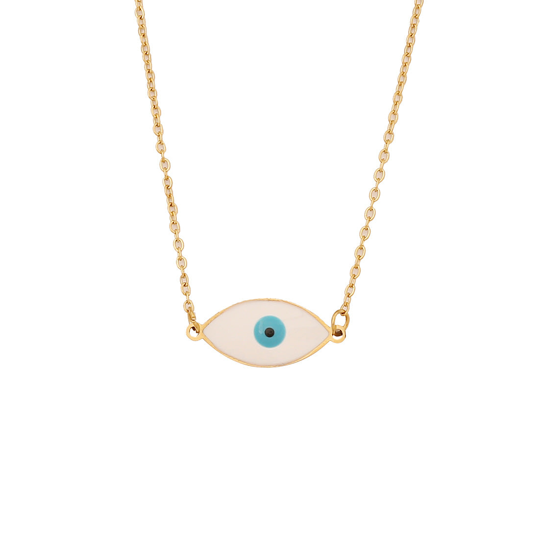 Collana Personalizzata in Acciaio Inossidabile con Smalto Geometrico a Occhio