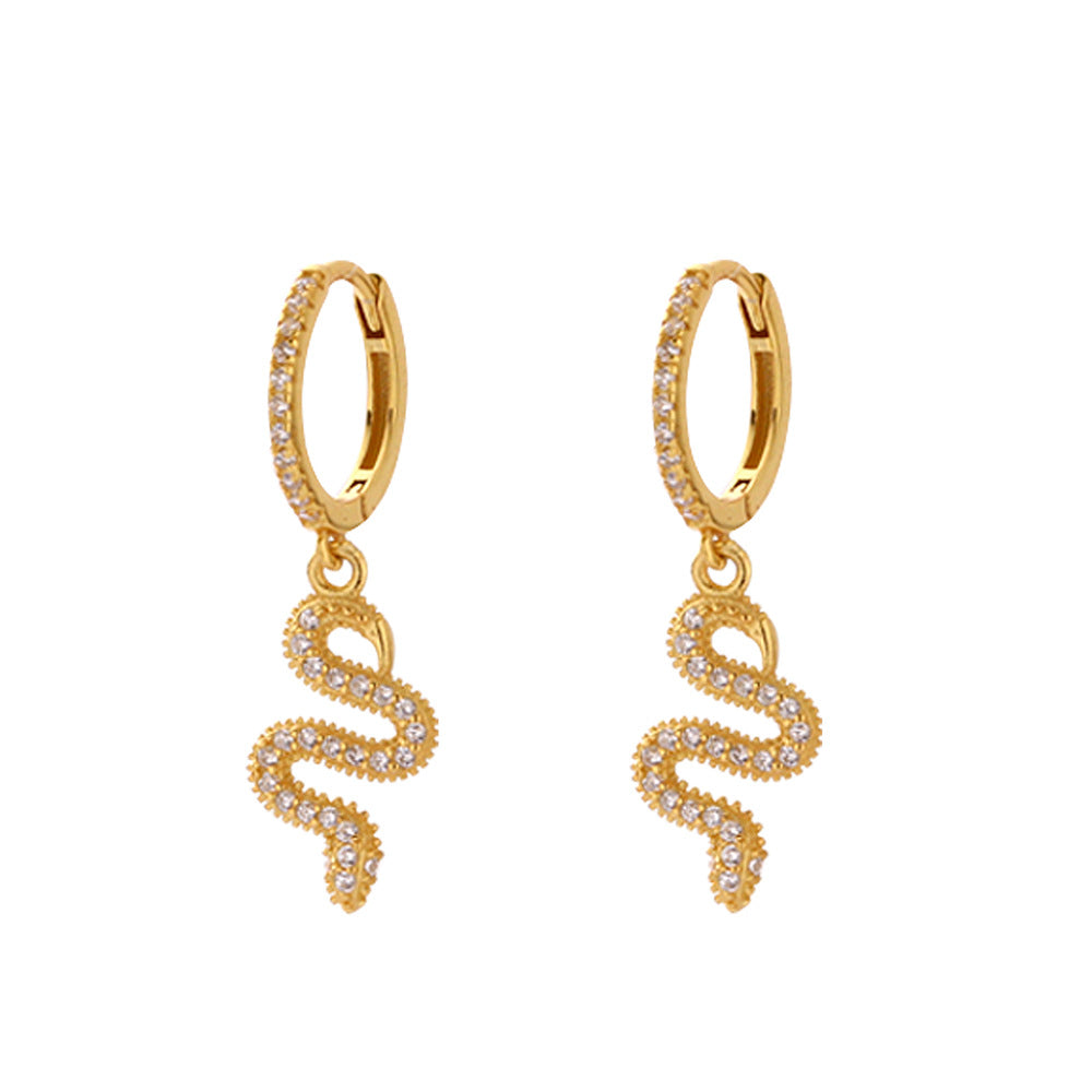 Orecchini a clip creativi a forma di animale in argento sterling S925 con intarsio di strass e finitura smaltata, unisex