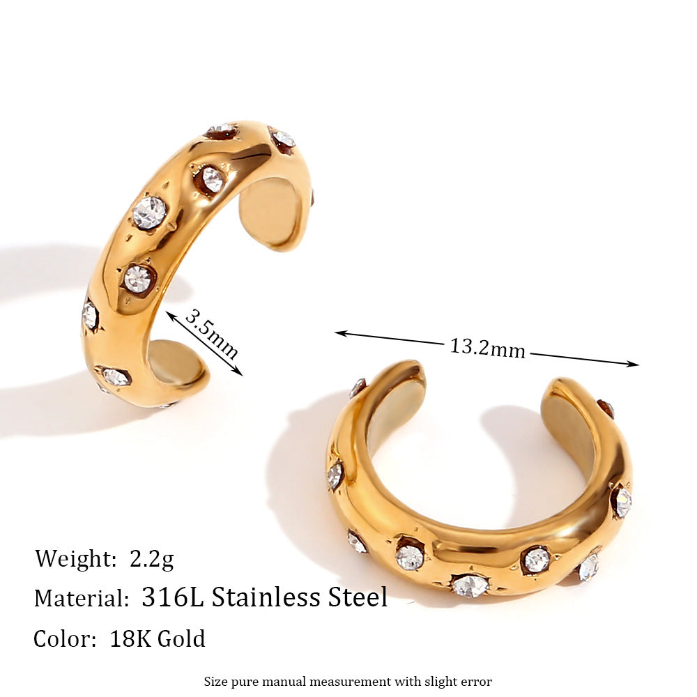 Minimalist Floral-Shaped Stainless Steel Ear Clips with 18K Gold Plating for Women